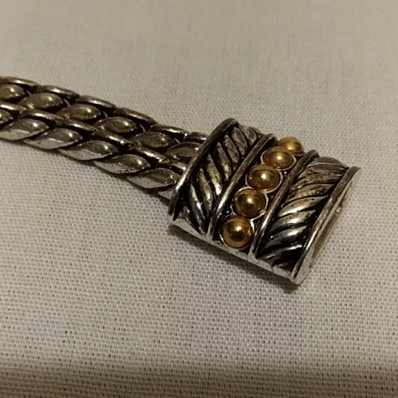 Avon Vintage Magnetic Silver & Gold Tone Bracelet and Earrings Set - Picture 2 of 6